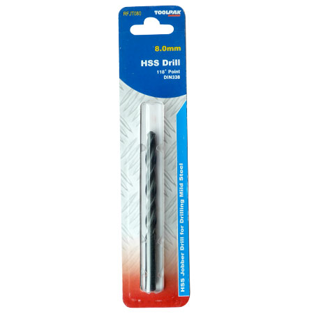 Jobber HSS Drill 8.0mm Roll Forged Toolpak 